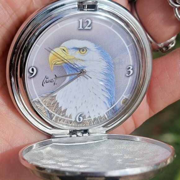 Vintage Al Agnew exclusive edition "Majestic Flight" bald eagle pocket watch - Picture 5 of 16